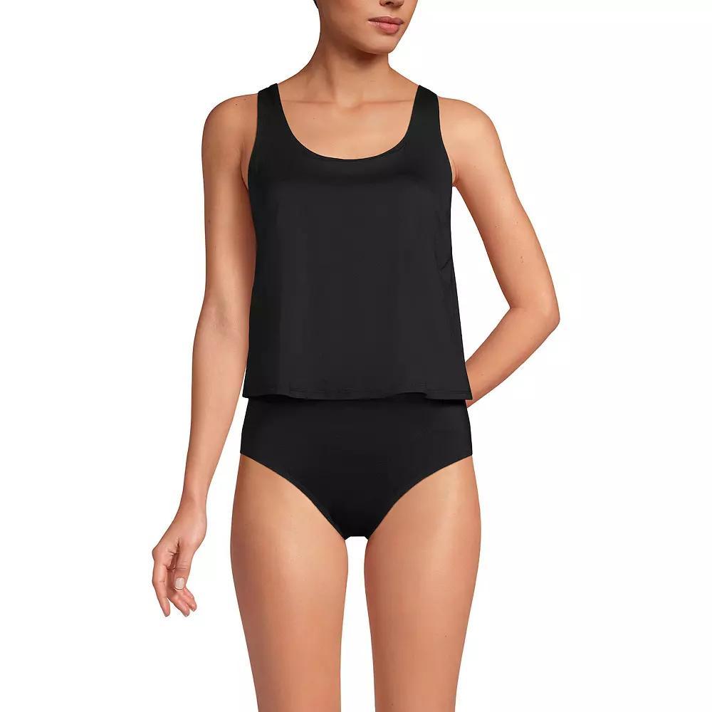 Women's Lands' End Chlorine Resistant One-Piece Fauxkini Swimsuit, Size: 8, Black Product Image