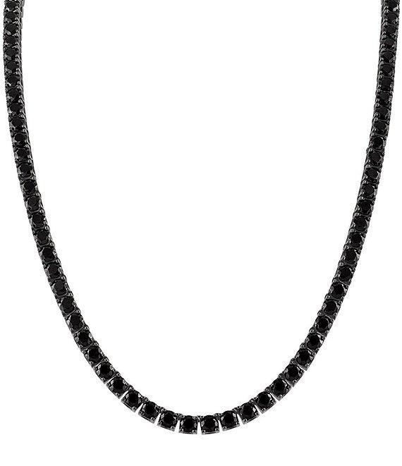 Bulova Men's Black Tone Sterling Silver Tennis Chain Necklace Product Image
