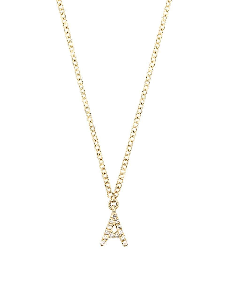 Womens 14K Yellow Gold & 0.03 TCW Diamond Initial Pendant Necklace Product Image