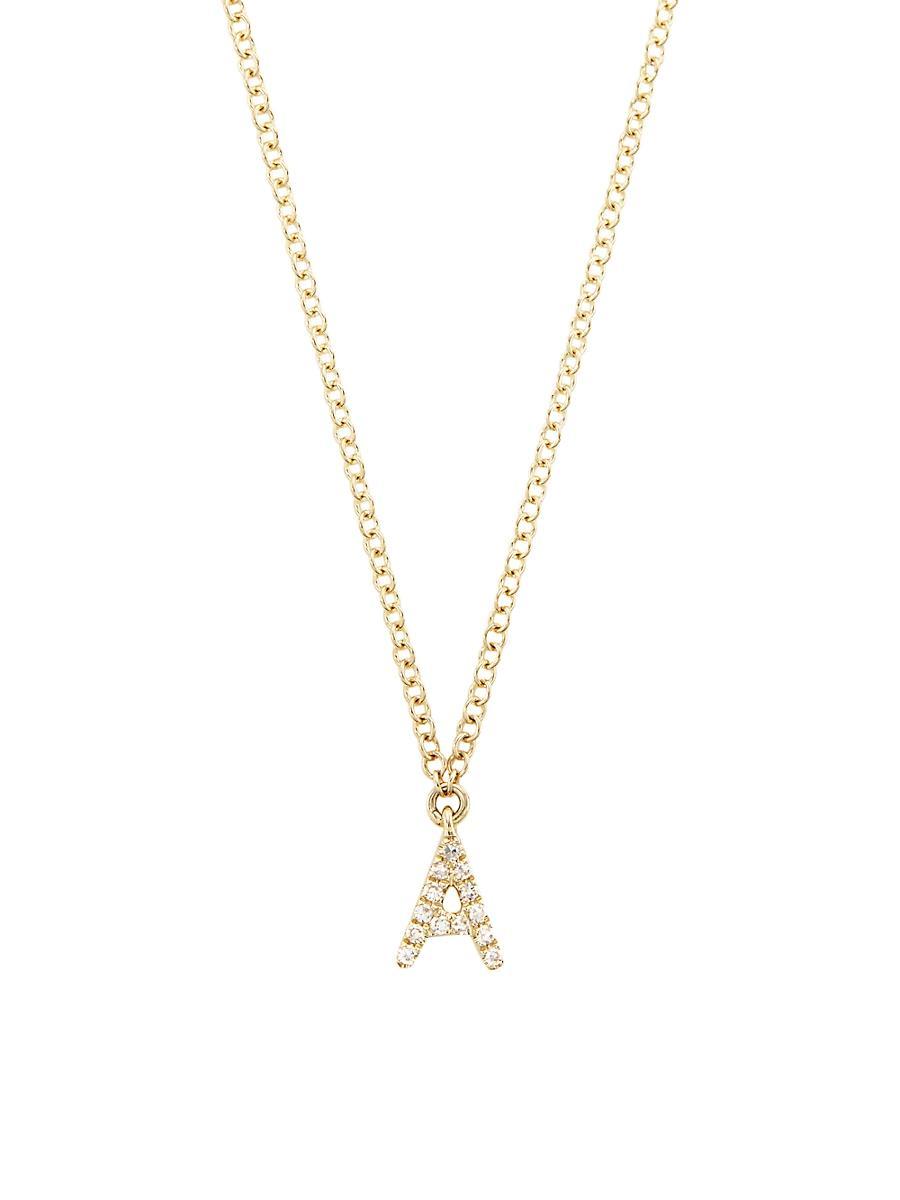 Womens 14K Yellow Gold & 0.03 TCW Diamond Initial Pendant Necklace Product Image