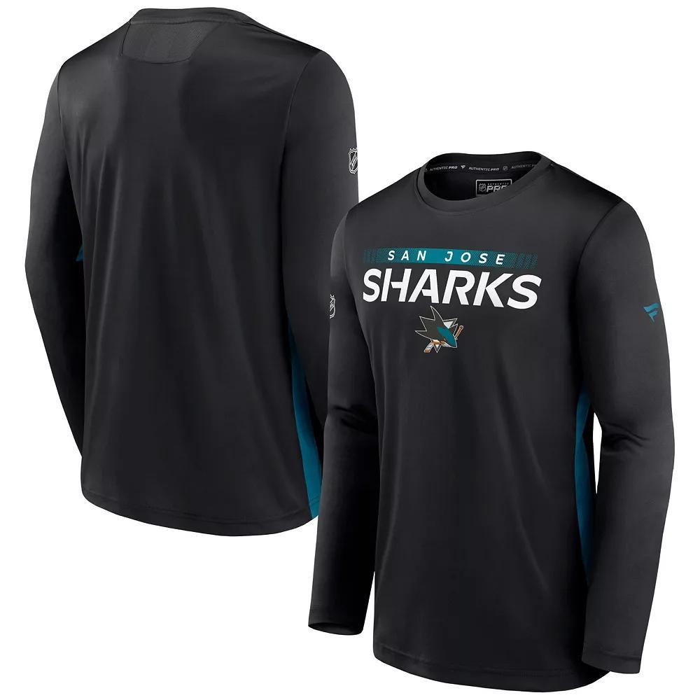 Men's Fanatics Branded Black San Jose Sharks Authentic Pro Rink Performance Long Sleeve T-Shirt, Size: XL, Sks Black Product Image