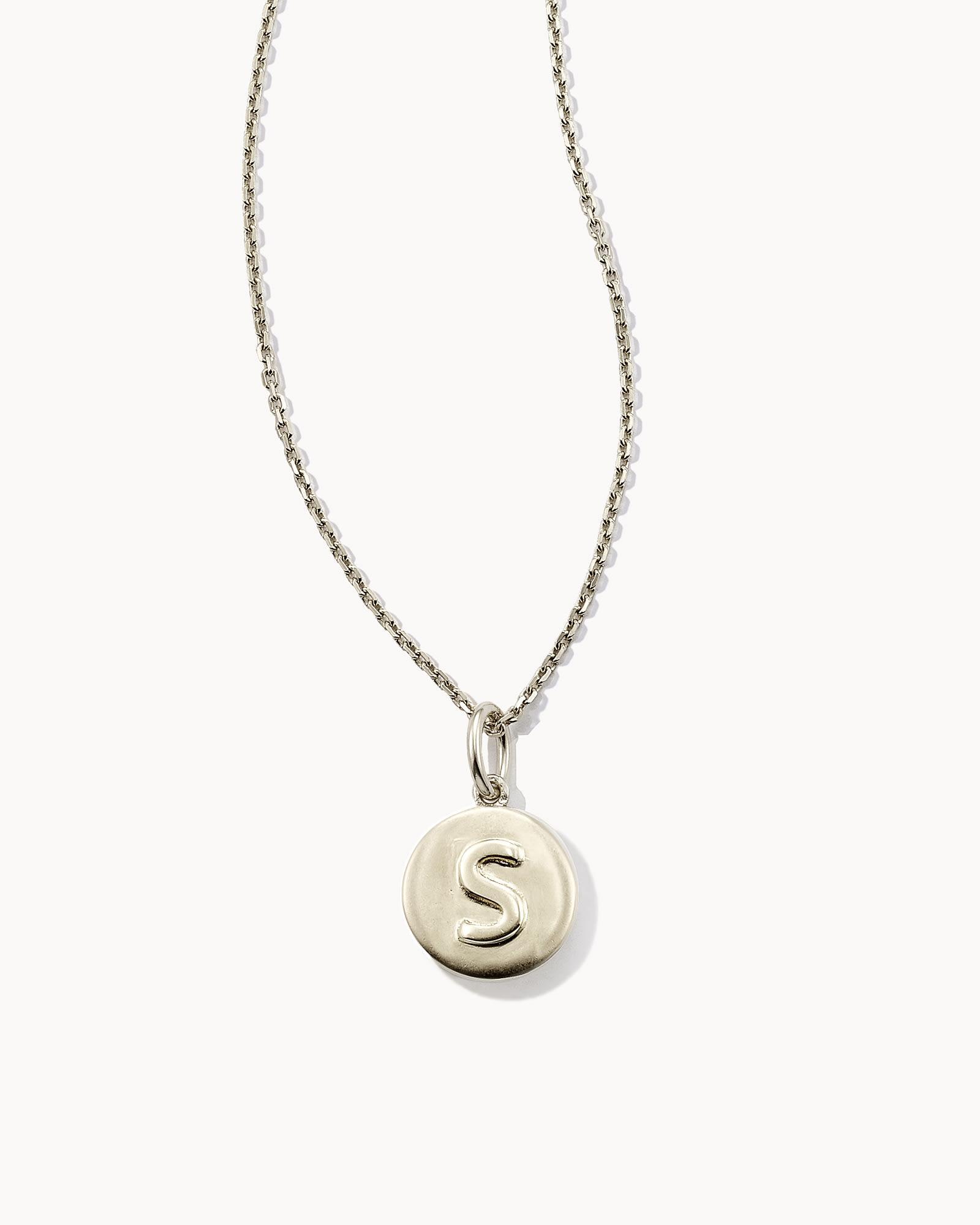 Kendra Scott Letter Q Coin Pendant Necklace in Oxidized Sterling Silver | Metal Product Image