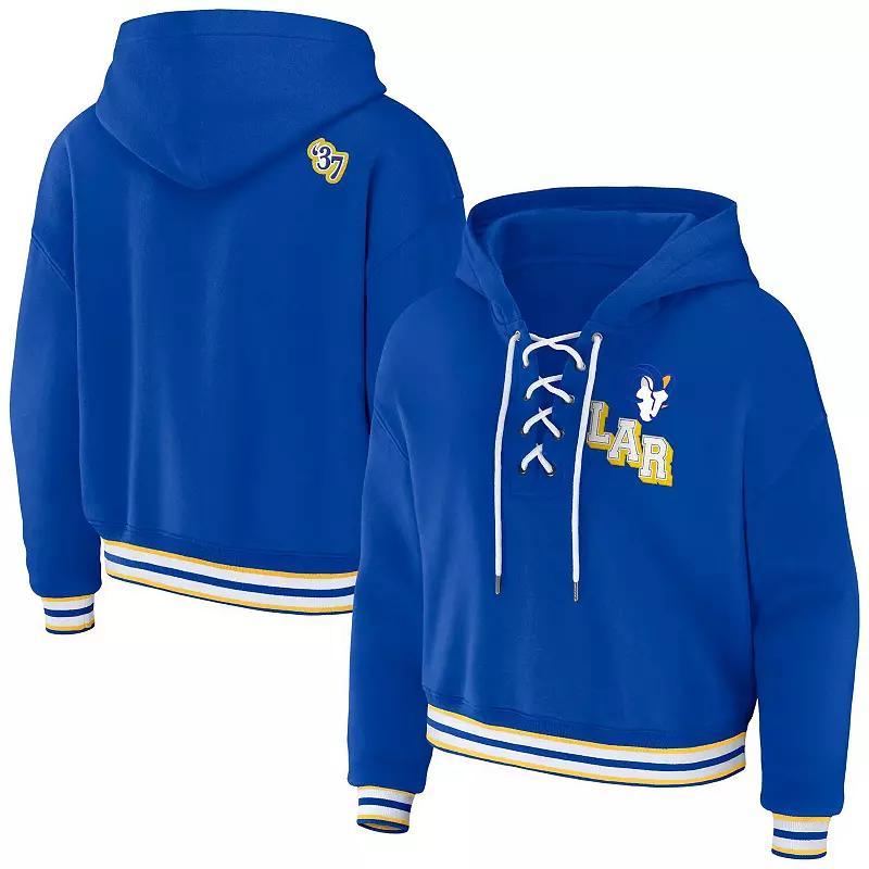 Womens WEAR by Erin Andrews Tennessee Titans Lace-Up Pullover Hoodie Blue Product Image