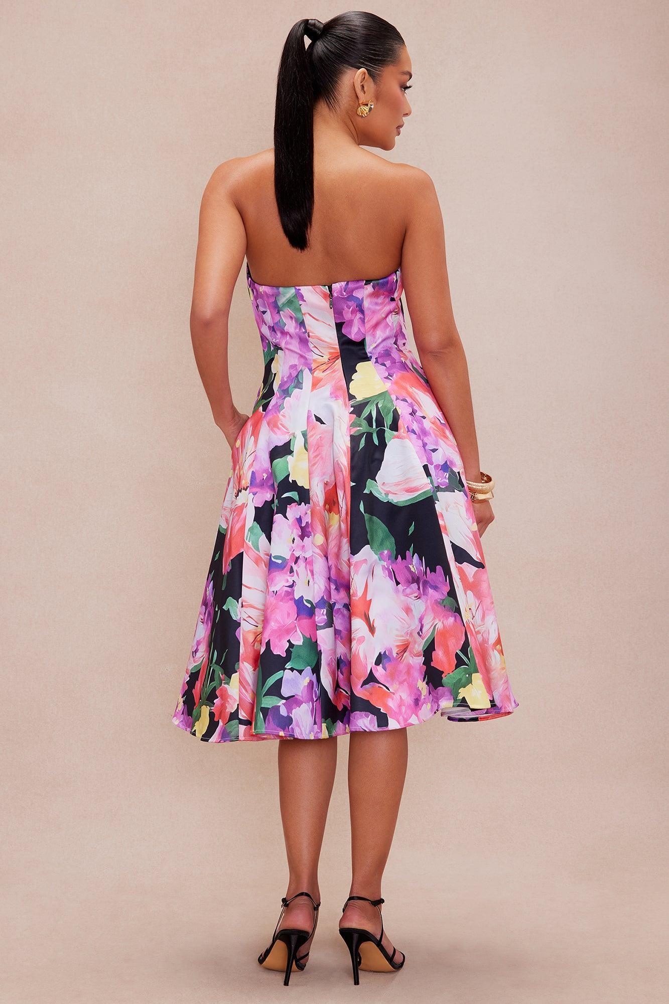 Hattie Floral Midi Dress - Pink/combo Product Image