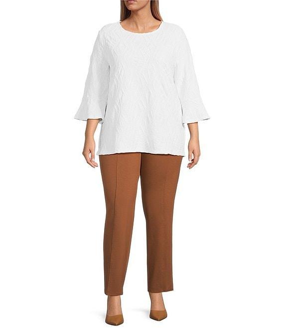 Slim Factor by Investments Plus Size Ponte Knit No Waist Slim Straight Pants Product Image