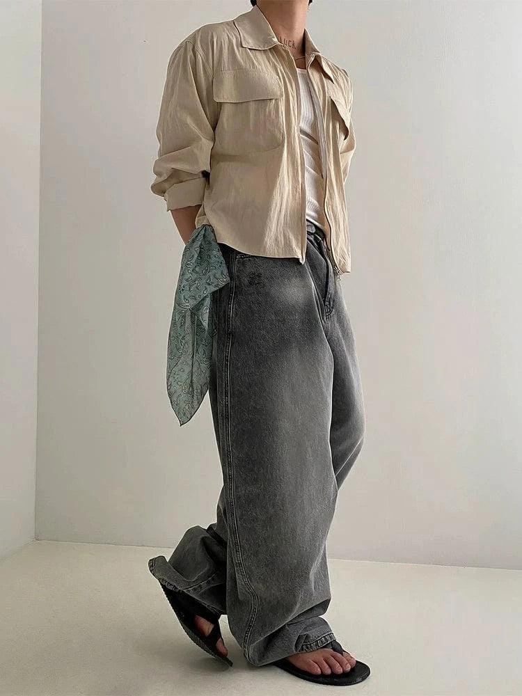 RT No. 19035 WASHED BAGGY STRAIGHT JEANS Product Image