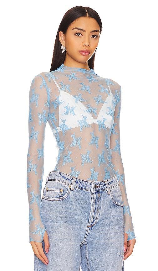 Free People Lady Lux Jacquard Sheer Mock Neck Long Sleeve Layering Top Product Image