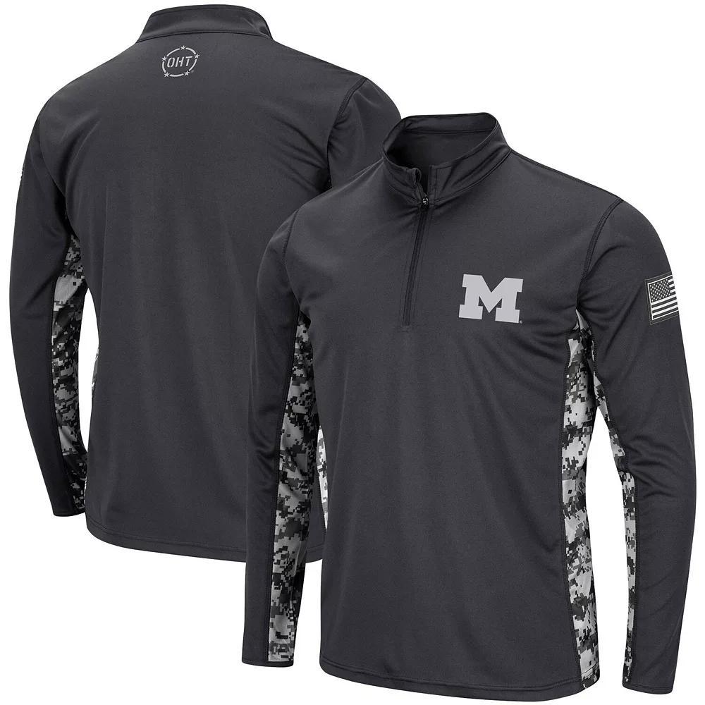Men's Colosseum Charcoal Colorado State Rams OHT Military Appreciation Digital Camo Lightweight Quarter-Zip Pullover, Size: Small Product Image