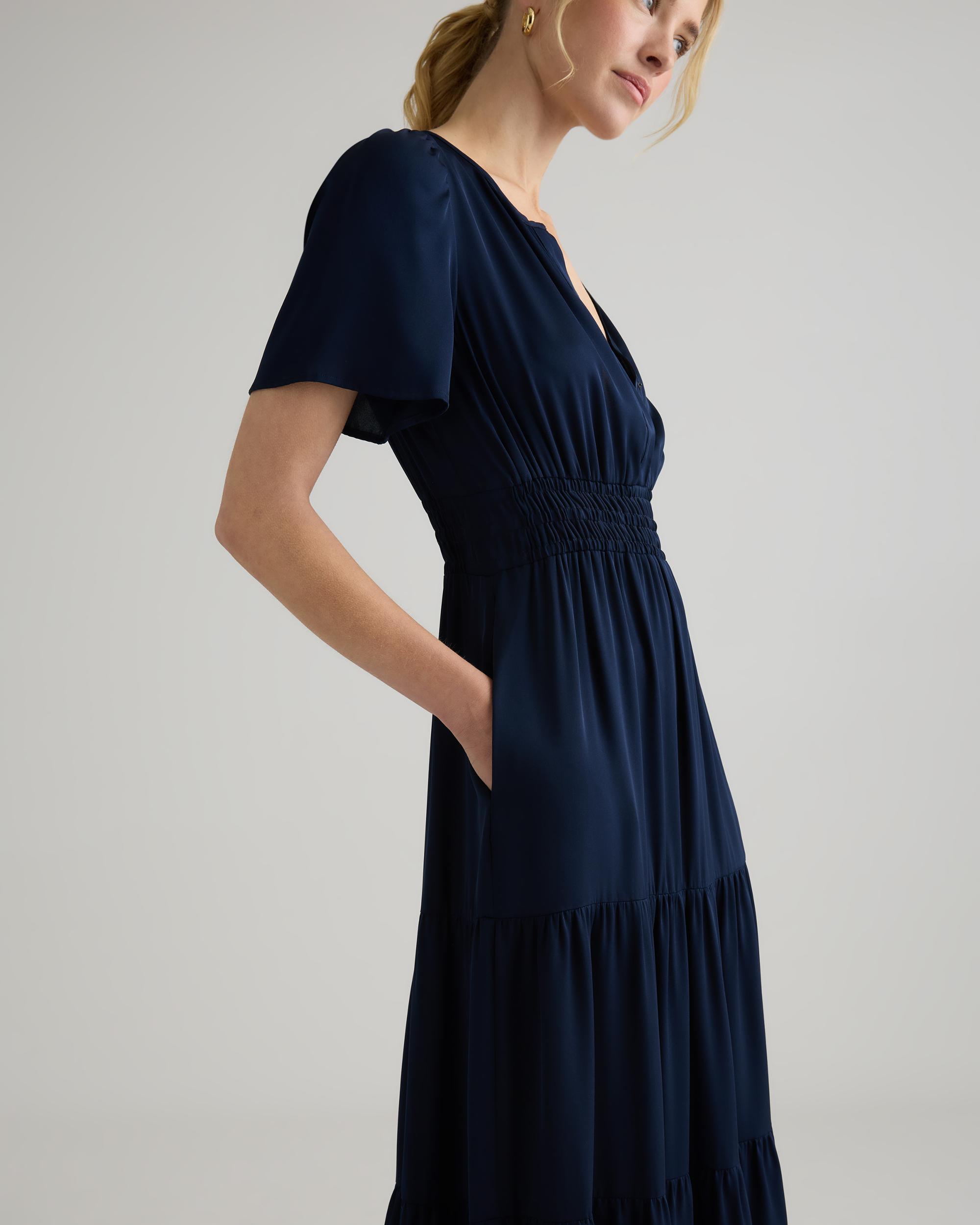 Quince | Women's Washable Stretch Silk Tiered Maxi Dress Product Image