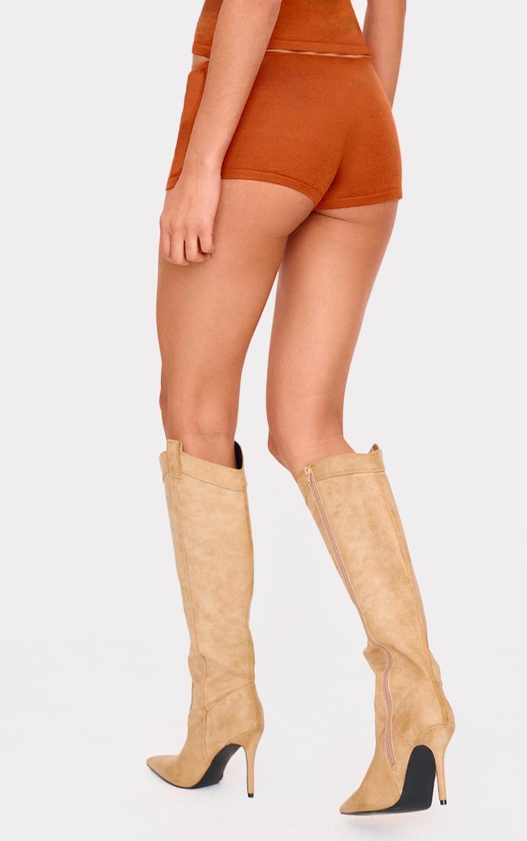 Rust Sheer Knit Hot Pants Product Image