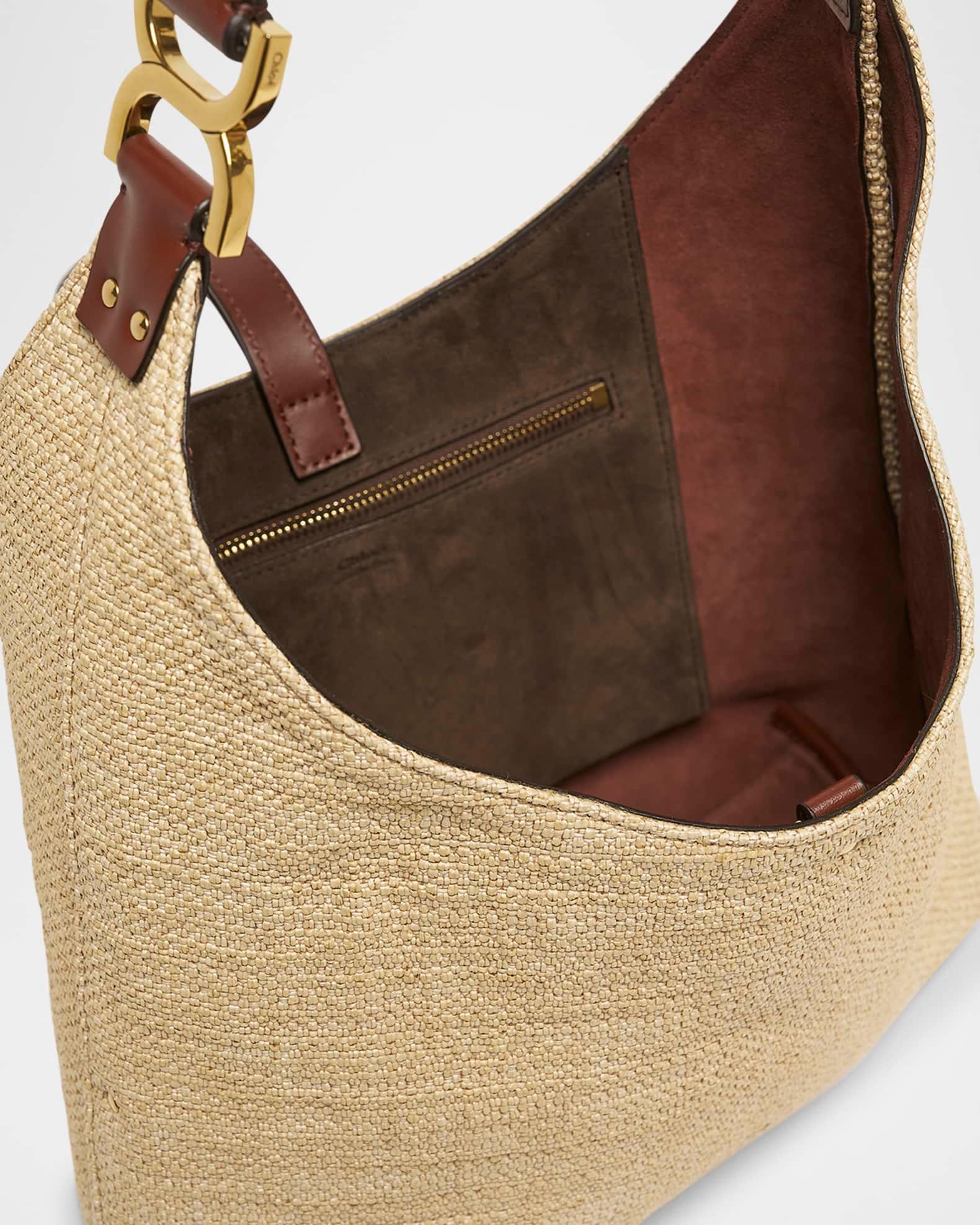 Marcie Shoulder Bag in Raffia Fabric and Leather  Product Image
