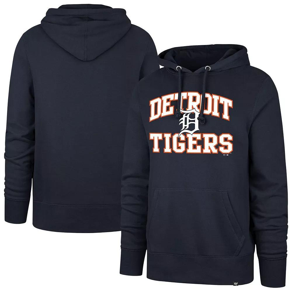 Men's '47  Navy Detroit Tigers Velocity Headline Pullover Hoodie, Size: Medium, Blue Product Image