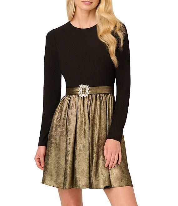 Adrianna Papell Jersey Metallic Skirt Mini Dress Product Image