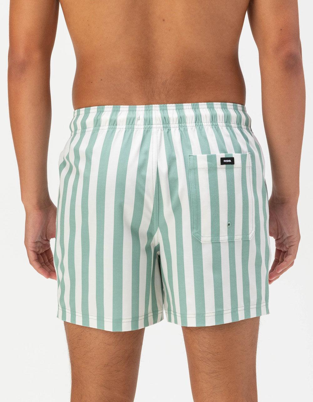 RSQ Mens Bold Stripe Swim Shorts - CADET Product Image
