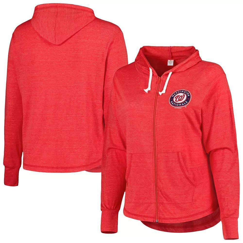 Women's Soft as a Grape Red Washington Nationals Plus Size Full-Zip Lightweight Hoodie Top, Size: 1XL Product Image