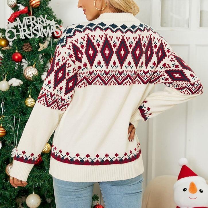 Mock Neck Patterned Sweater Product Image