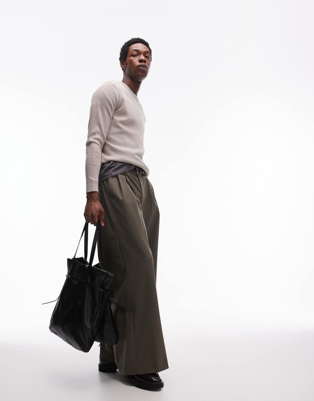Mango round neck sweater in beige Product Image