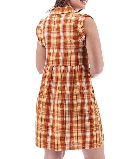 Aventura Montrose Plaid Organic Cotton Gauze Yarn Dye Woven Point Collar A-Line Dress Product Image