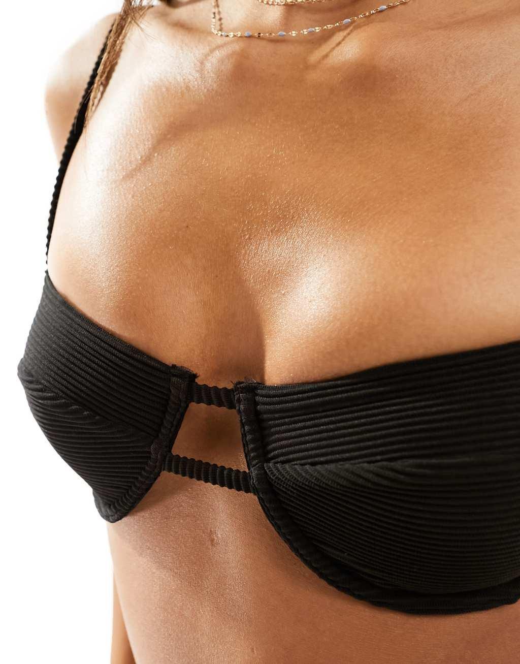 Miss Selfridge textured cup detail bikini top Product Image