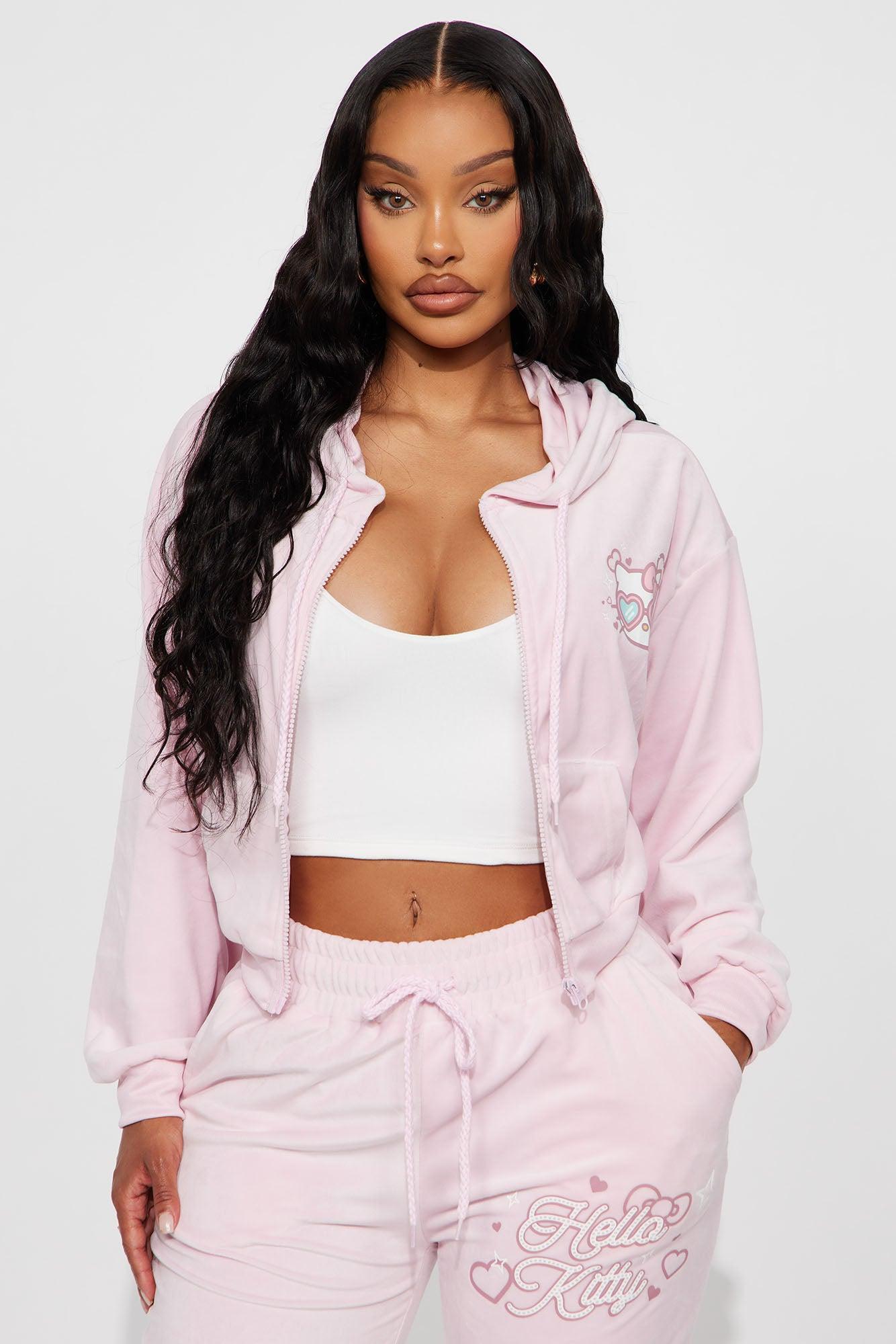 Hello Kitty Love Velour Zip Hoodie - Pink Product Image