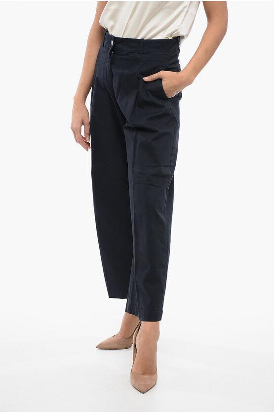 FABIANA FILIPPI Wide-leg Cropped Pants With Half Belt In Blue Product Image