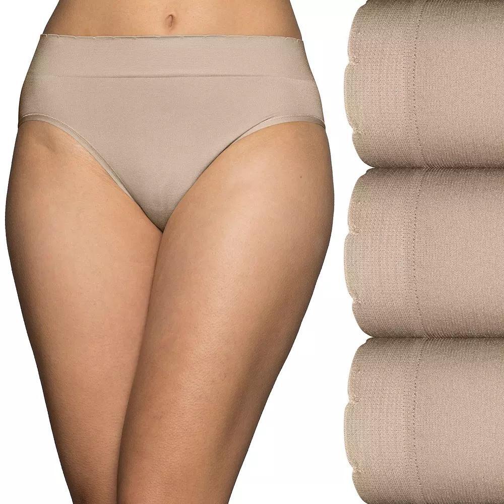 Vanity Fair Lingerie No Pinch No Show Seamless Hi-Cut 3-Pack Brief Panty Set 13417, Womens Black Black Asst Product Image