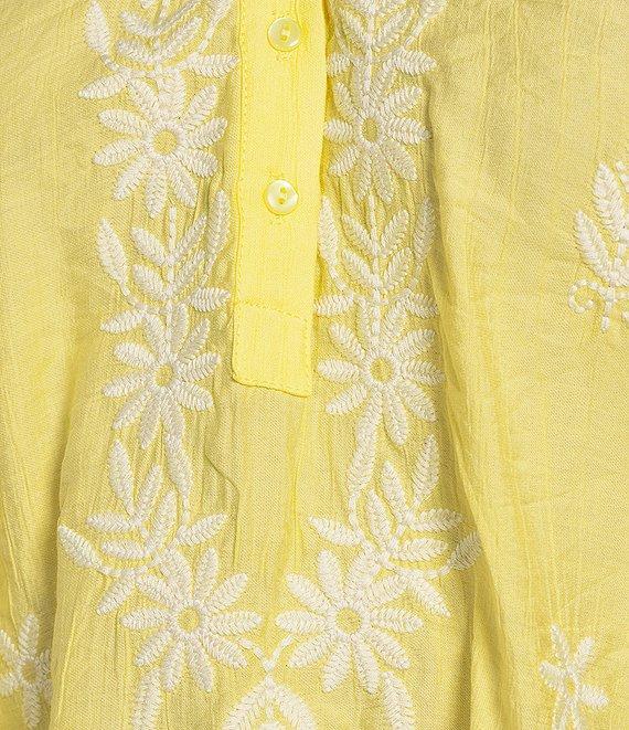 Calessa Embroidered Split V-Neck 3/4 Sleeve Tunic Product Image