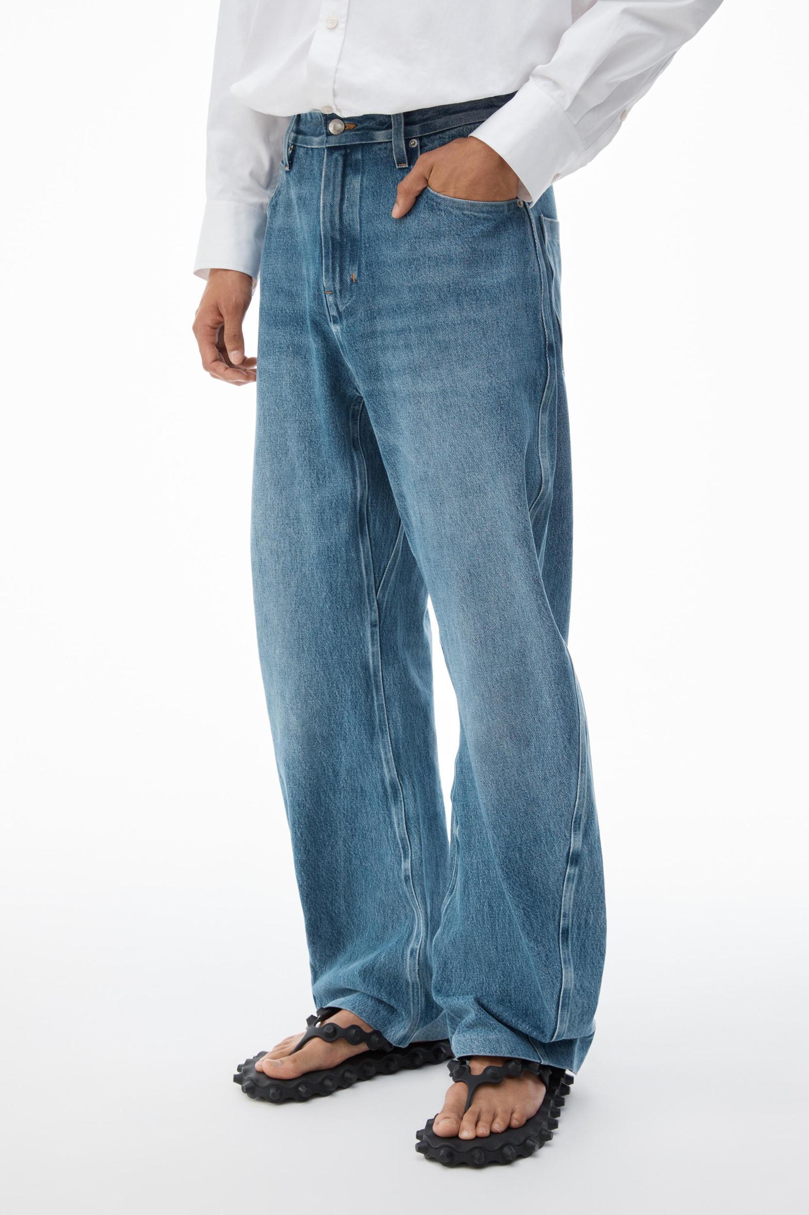 Rounded Denim Jeans With Bonded Seams Product Image