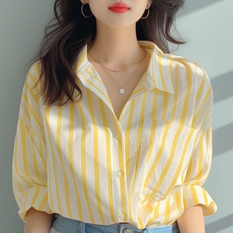 Short-Sleeve Striped Button-Up Shirt Product Image