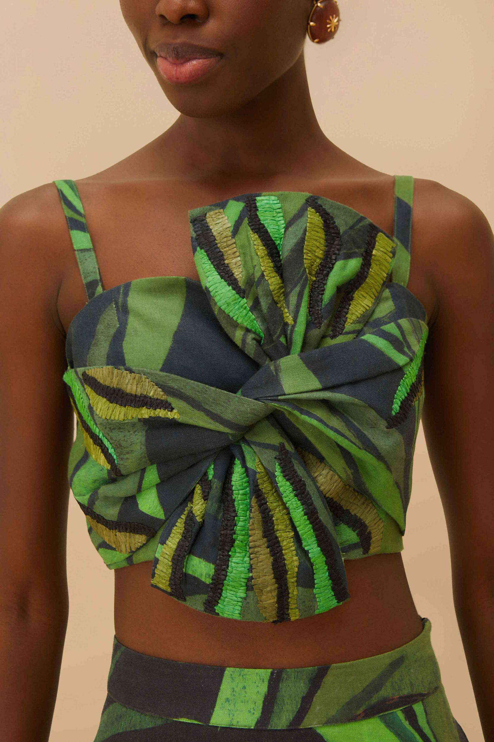Black Coconut Tree Flow Crop Top Product Image
