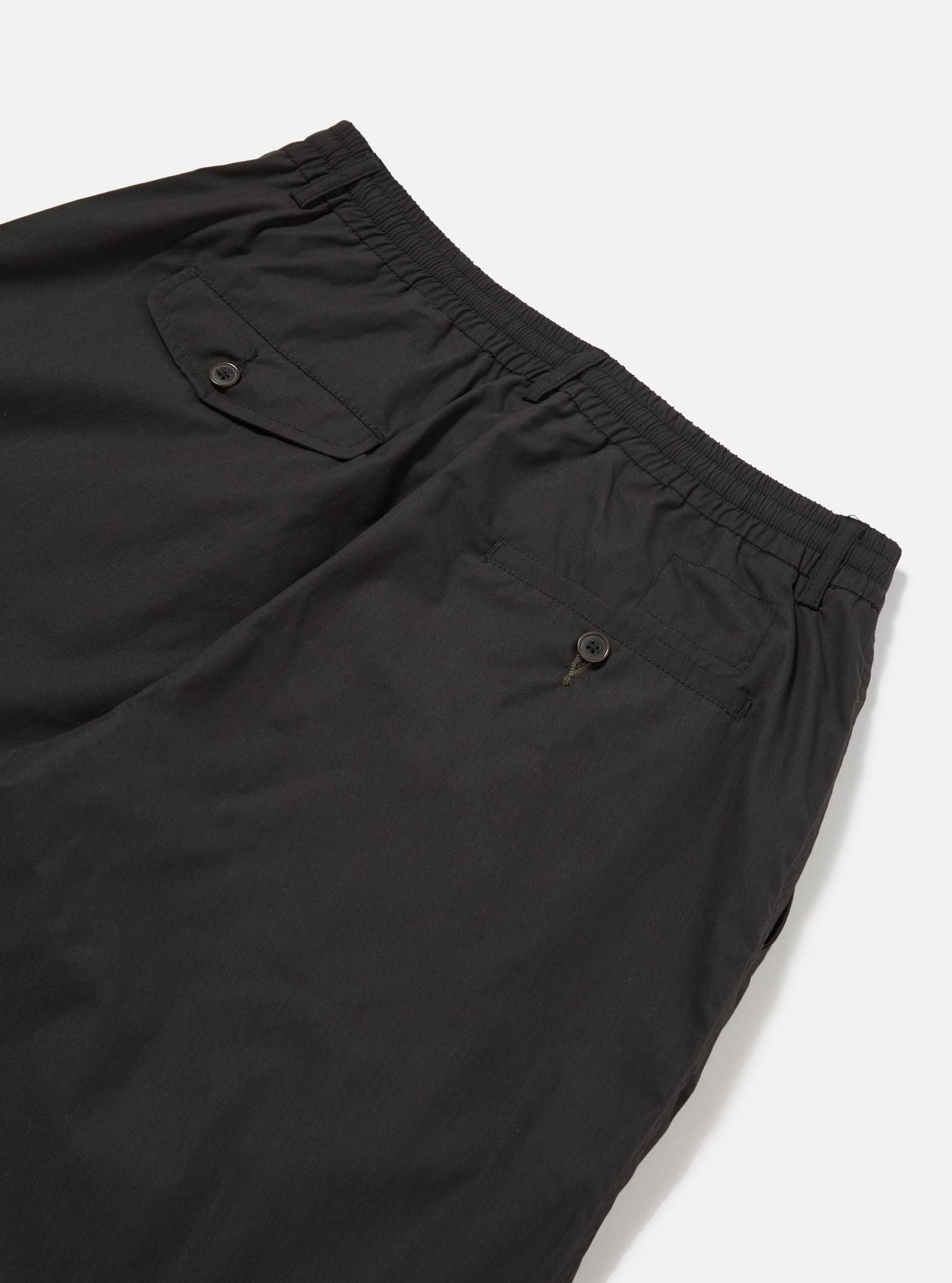 Universal Works Pleated Track Short in Black Recycled Polytech Product Image