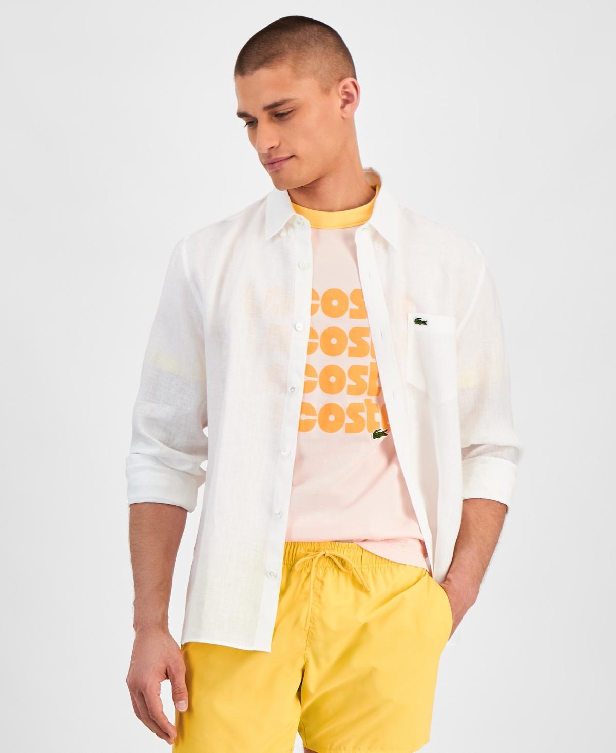 Lacoste Mens Regular-Fit Linen Shirt - Lt Product Image