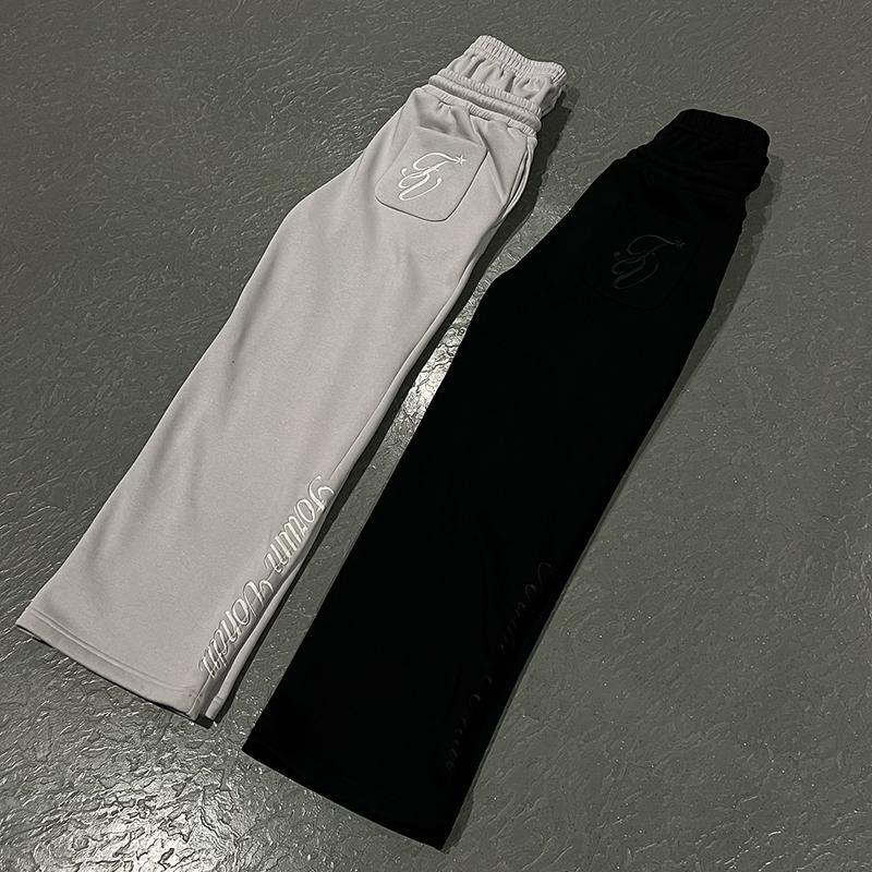 Hiphop Double Waistband Design With Star Embroidery Sweatpants Product Image