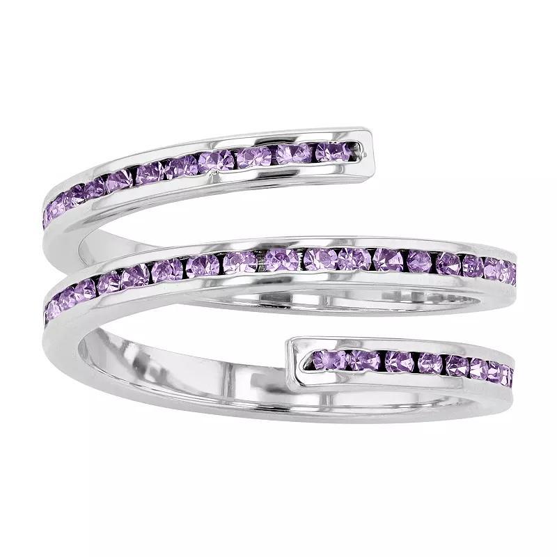 Traditions Jewelry Company Fine Silver Plated Purple Crystal Silver Ring, Women's, Size: 5 Product Image