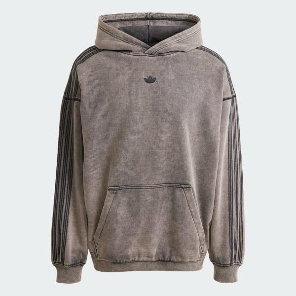 adidas Premium Essentials Retro Washed Hoodie Black L Mens Product Image