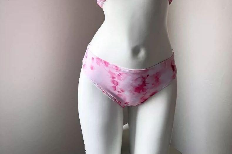 Set: Floral Print Bikini Top + Bottom + Cover-Up Skirt Product Image