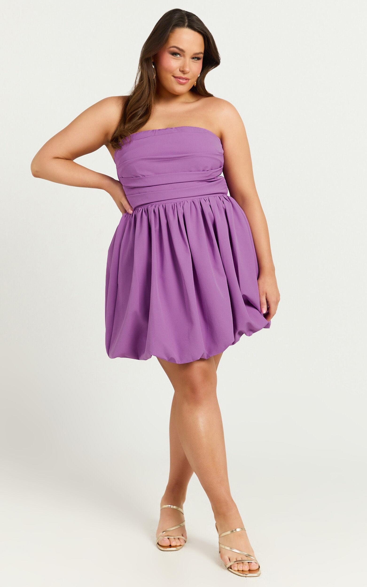 Shaima Mini Dress - Strapless Bubble Hem Dress in Orchid Product Image