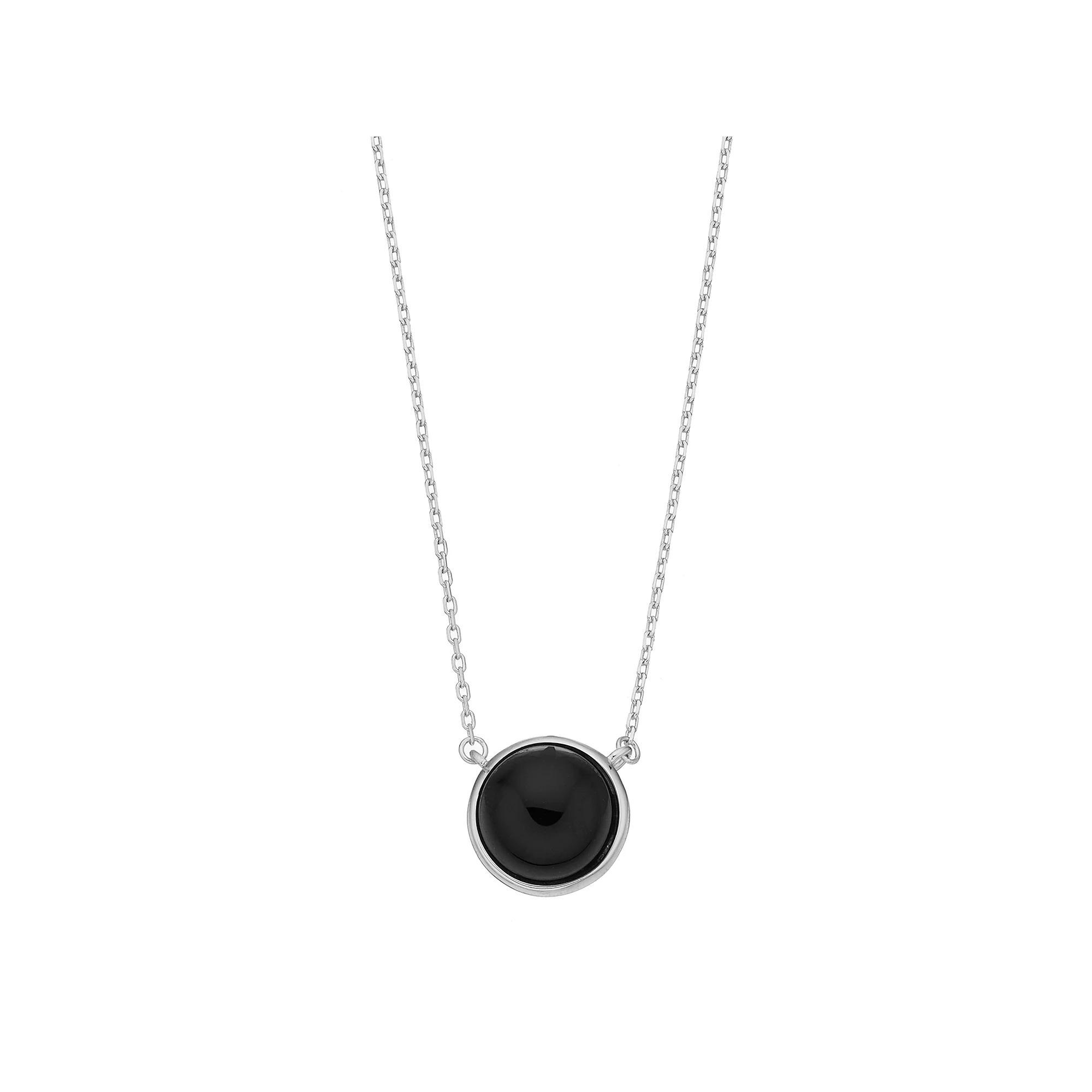 Sterling Silver Onyx Cabochon Necklace, Women's Product Image