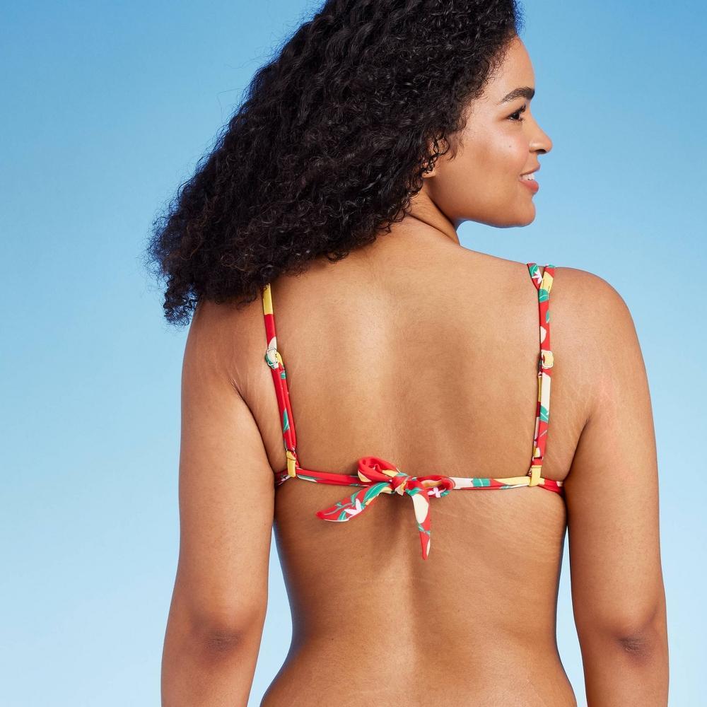 Womens Strappy Triangle Bikini Top - Wild Fable Red Print Product Image