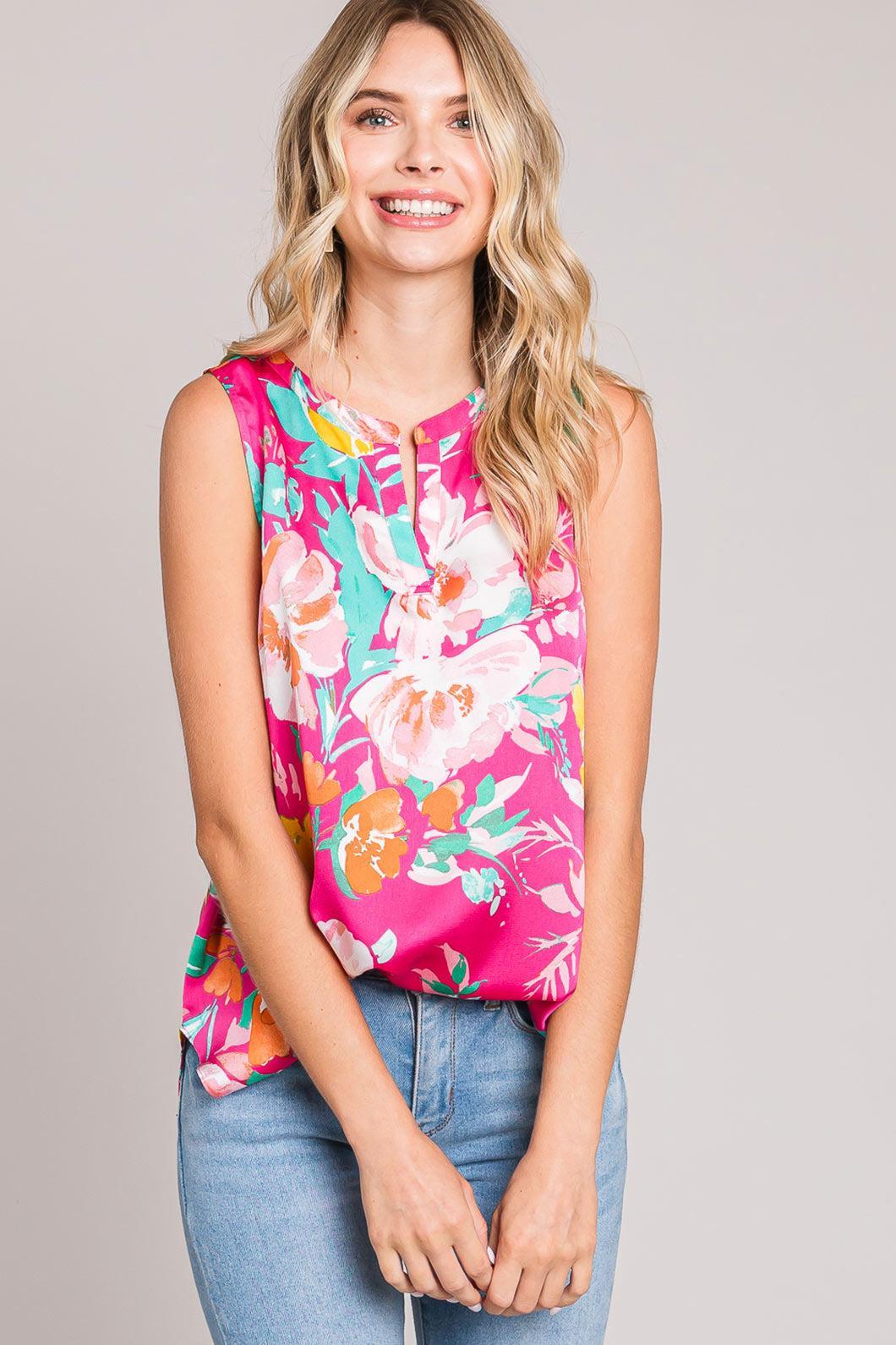 Pink Floral Tank Product Image