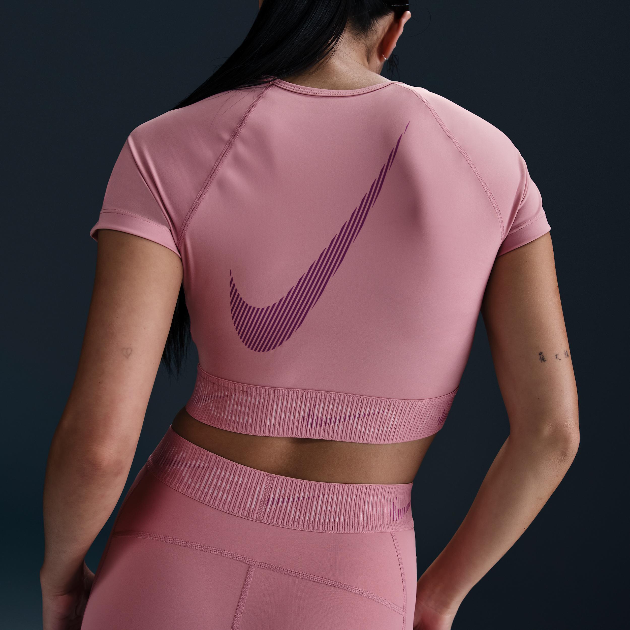 Nike Pro Women's Dri-FIT Short-Sleeve Cropped Graphic Top Product Image