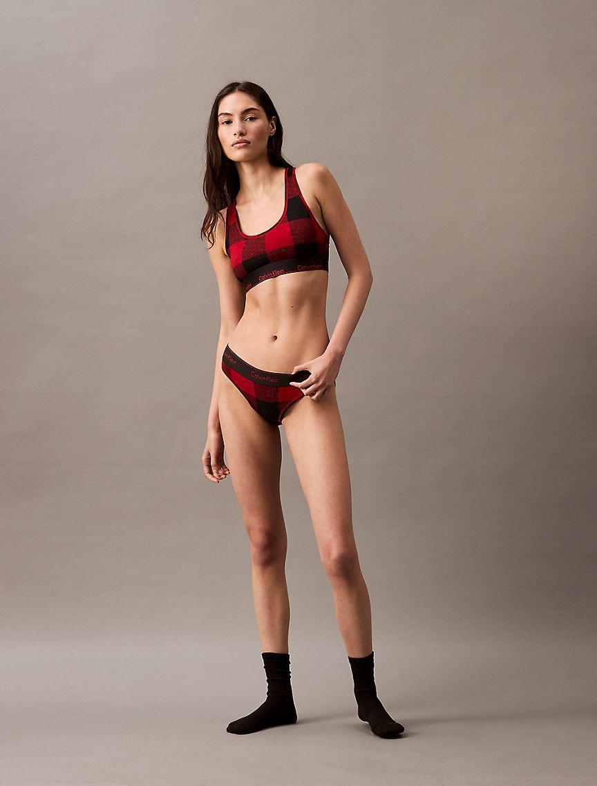 Calvin Klein Womens Icon Cotton Modal Holiday Unlined Bralette - Red Product Image