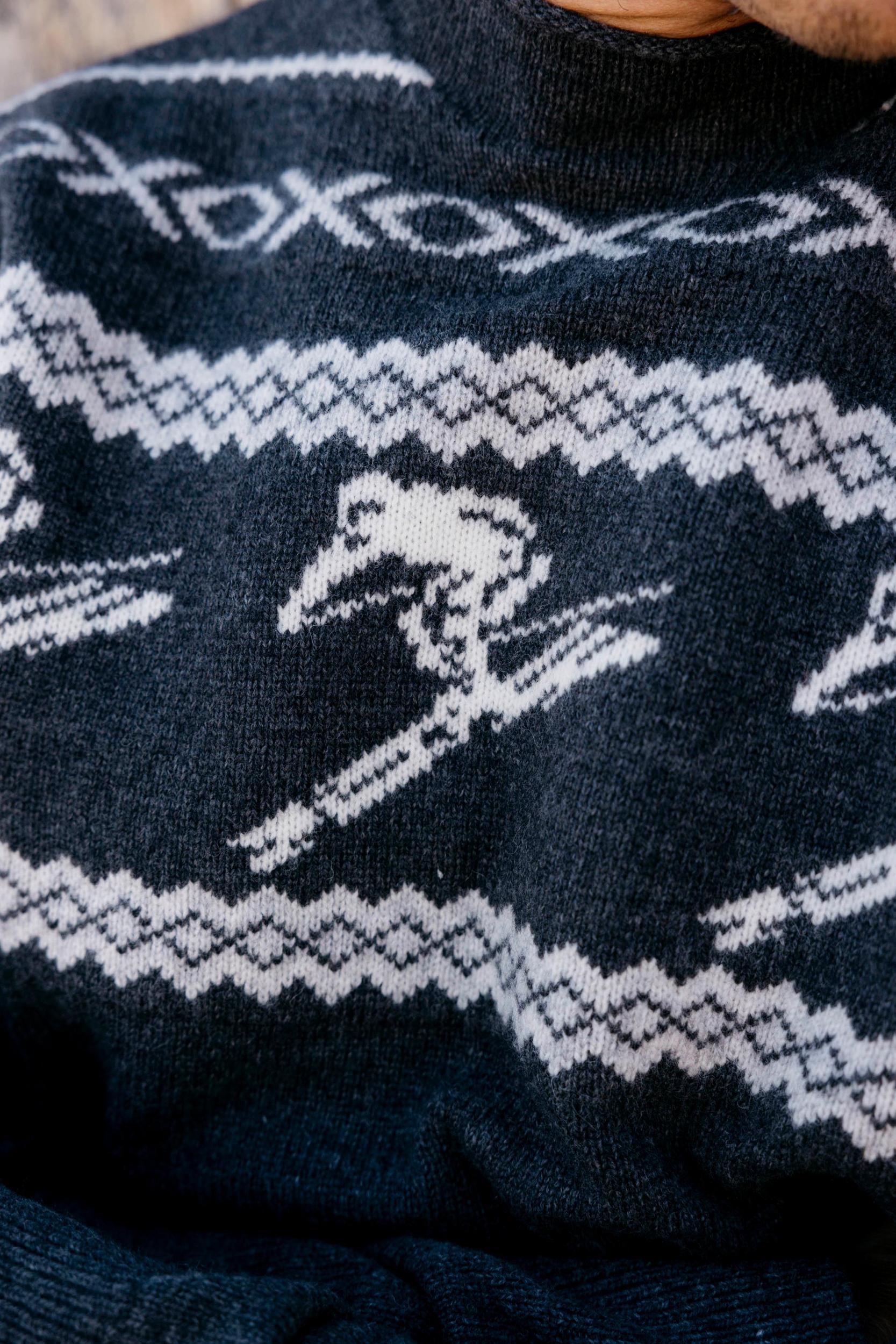 Retro Ski Roll neck - Charcoal White Product Image