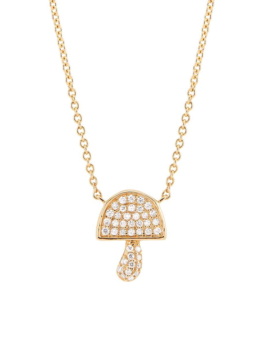 Womens 14K Yellow Gold & 0.08 TCW Mushroom Pendant Necklace Product Image