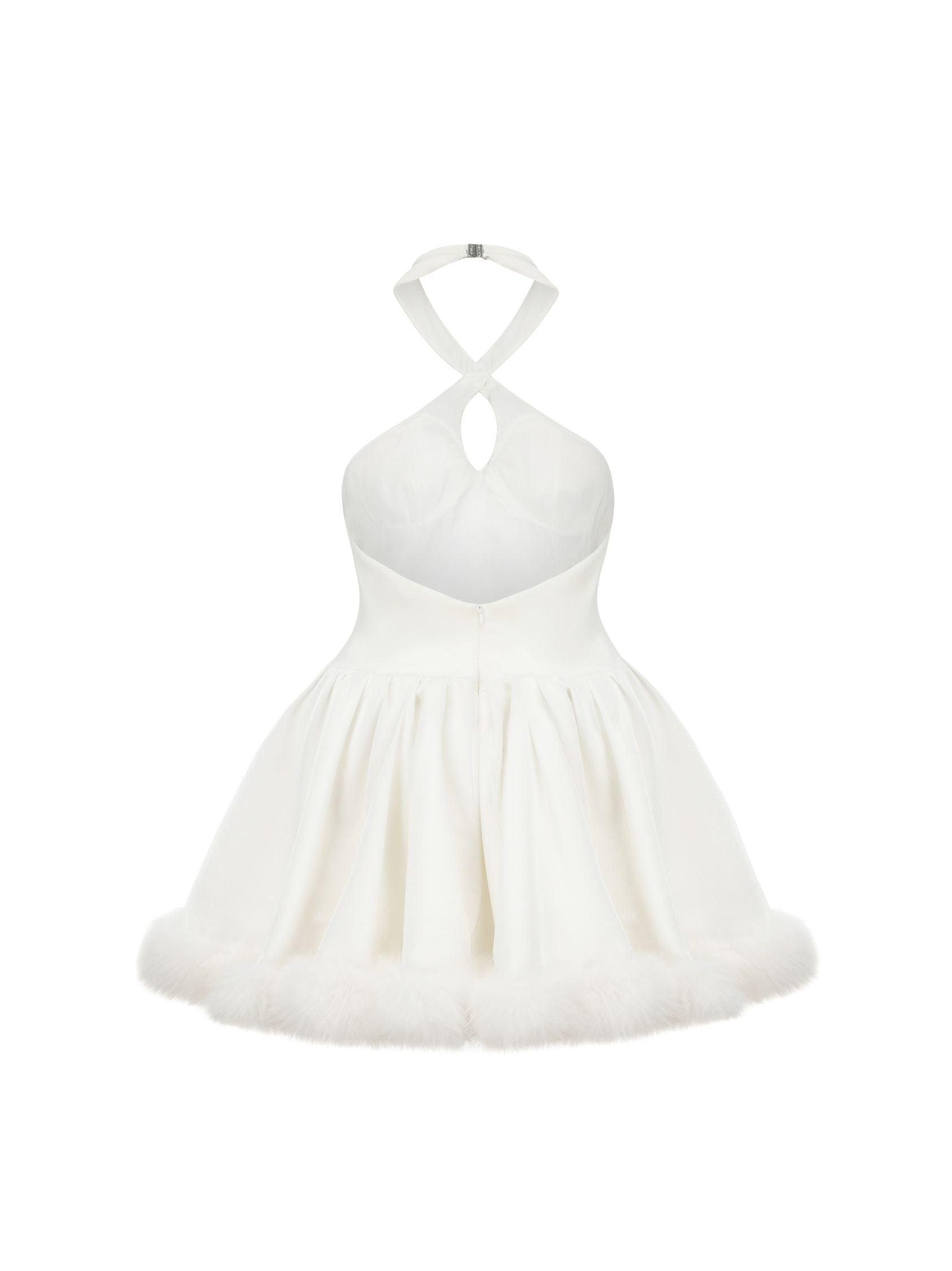 Juliet Velvet Halter Dress (White) Product Image