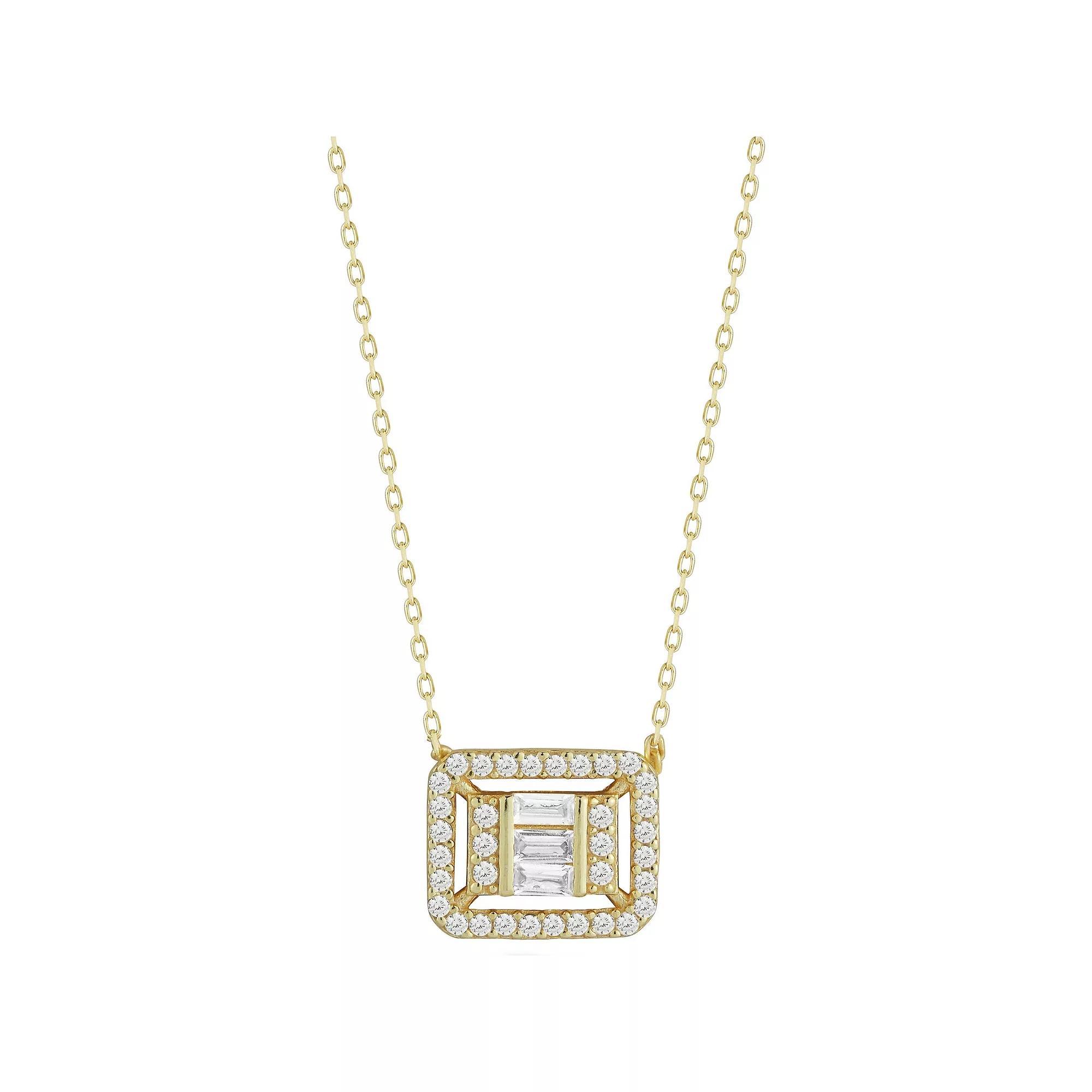 Sunkissed Sterling Cubic Zirconia Cluster Pendant Necklace, Womens Gold Tone Product Image