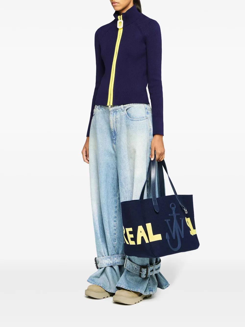 JW ANDERSON Fitted Zip Up Cardigan In Blue Product Image