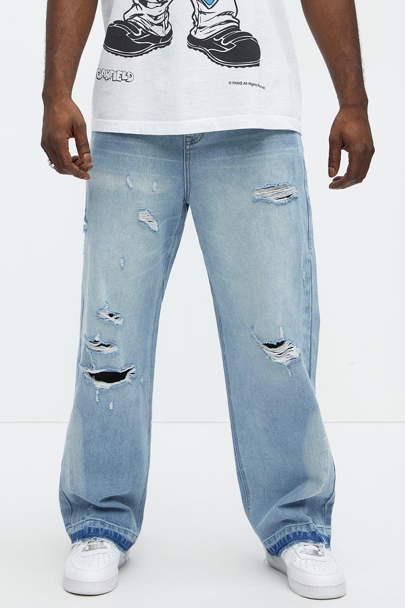 Beach Bum Distressed Baggy Jeans - Light Wash Product Image