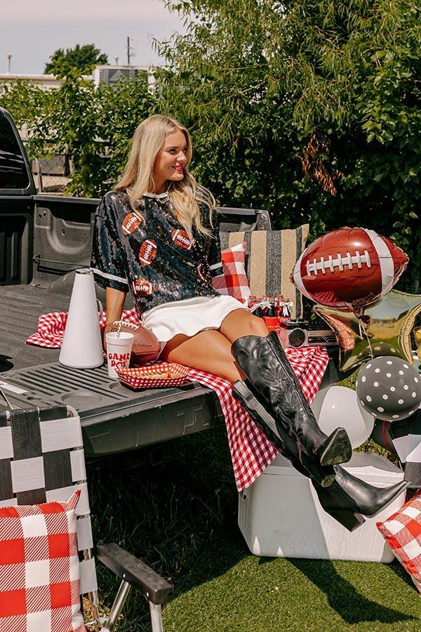 Kickoff Season Sequin Top in Black Product Image