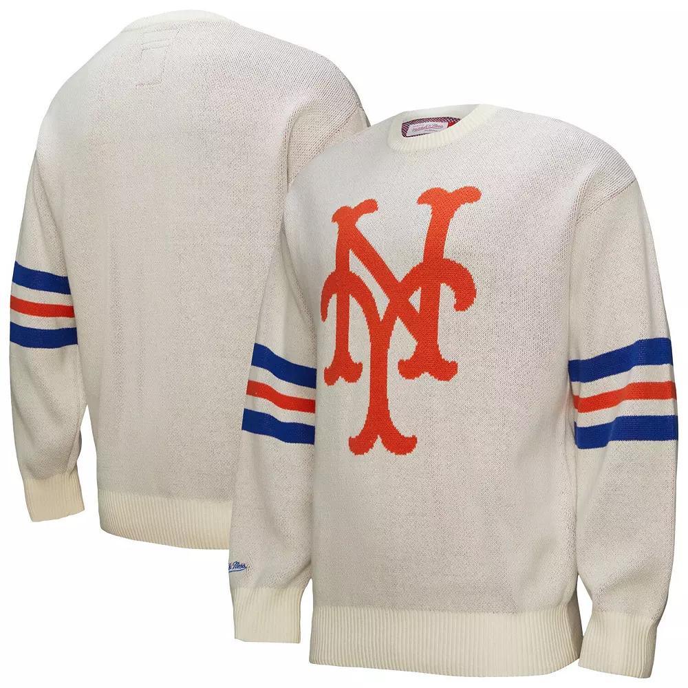 Men's Mitchell & Ness Cream New York Mets Retro Pullover Sweater, Size: XL, Beige Product Image